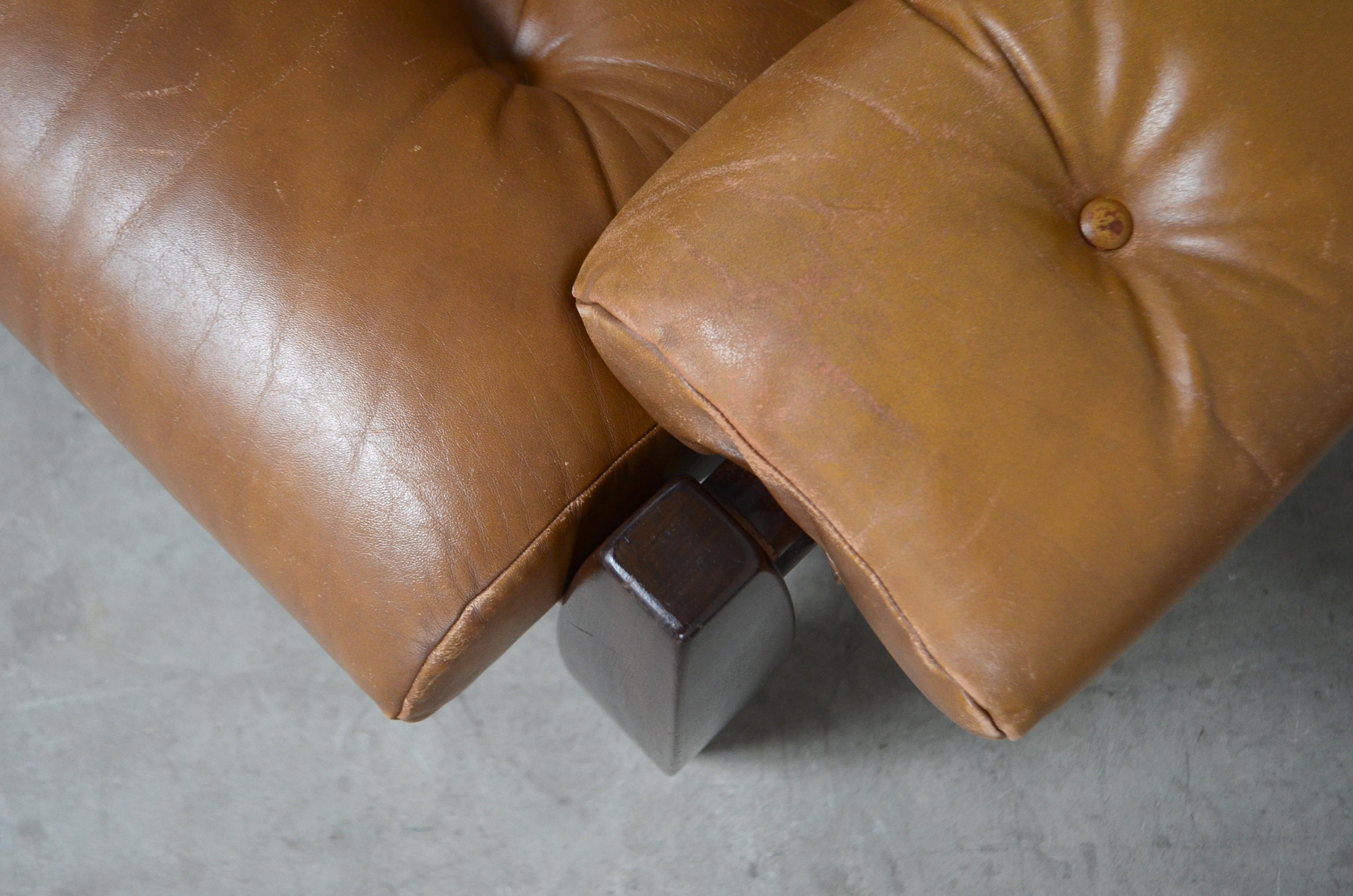 Brazilian Lounge Cognac Leather Armchair 1960s in the Manner of Jean Gillon 10
