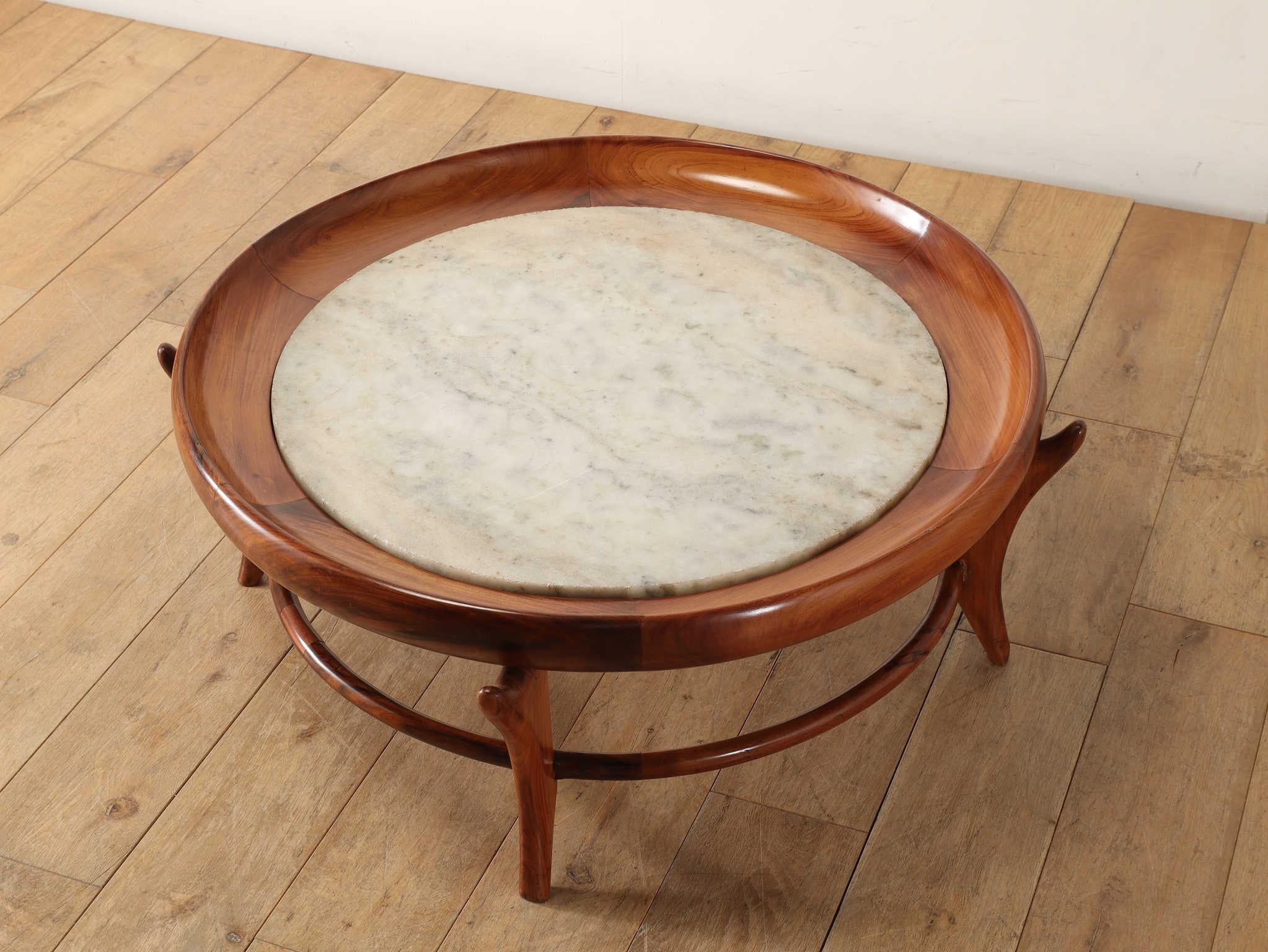 Mid-Century Modern Brazilian Marble Top Coffee Table For Sale