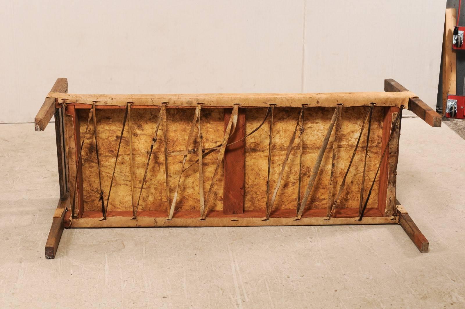 Brazilian Mid-20th Century Cowhide and Wood Daybed Bench 4