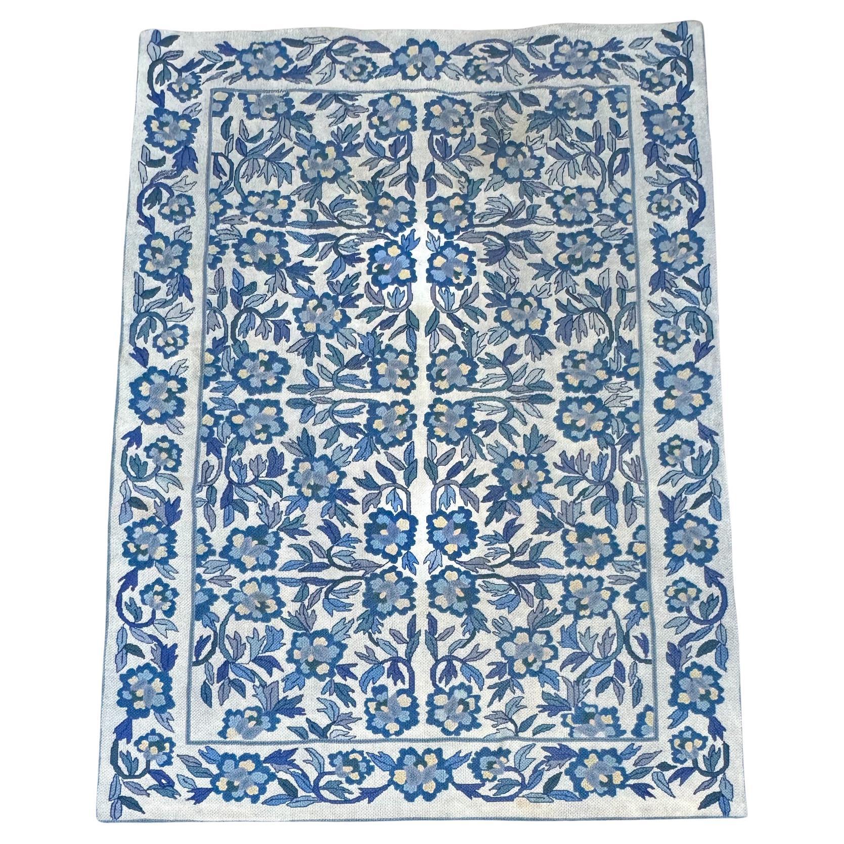 Brazilian Mid 20th Century Floral Wool Rug