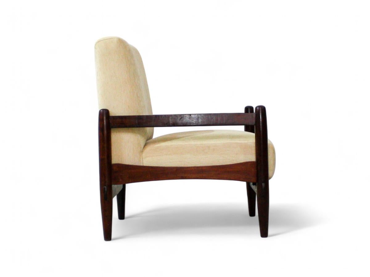 Brazilian Mid-Century Armchair in Wood & Linen by Michel Arnoult, c. 1960s For Sale 1