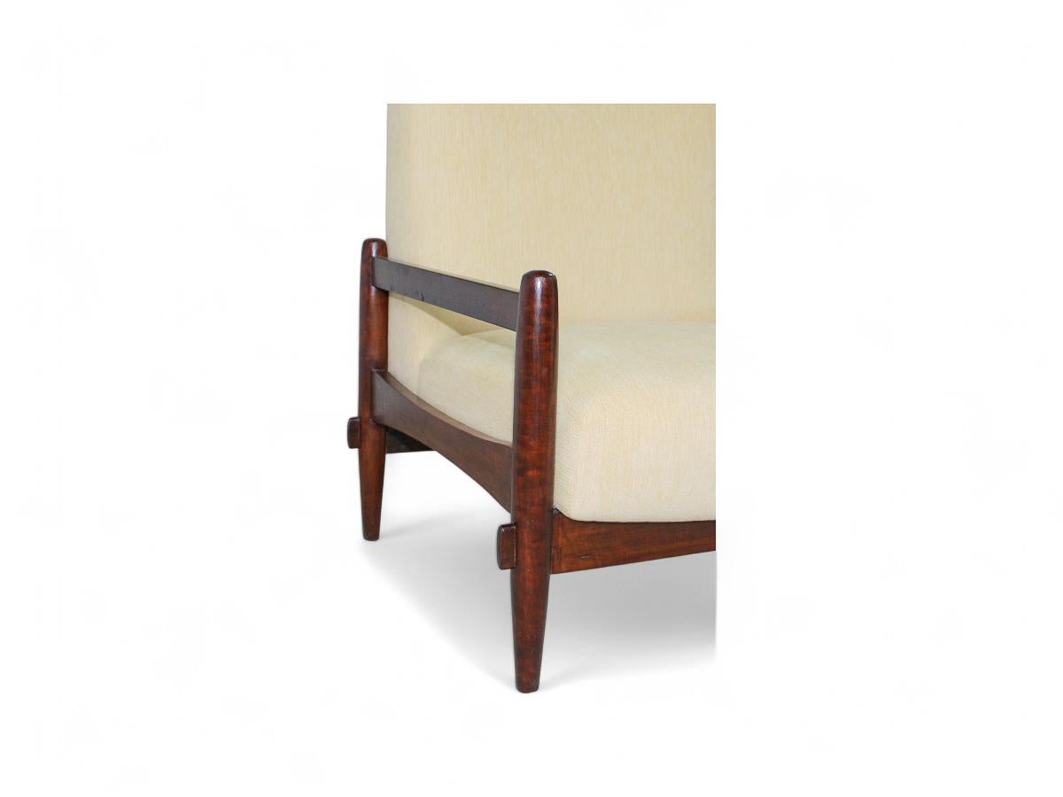 Brazilian Mid-Century Armchair in Wood & Linen by Michel Arnoult, c. 1960s For Sale 2