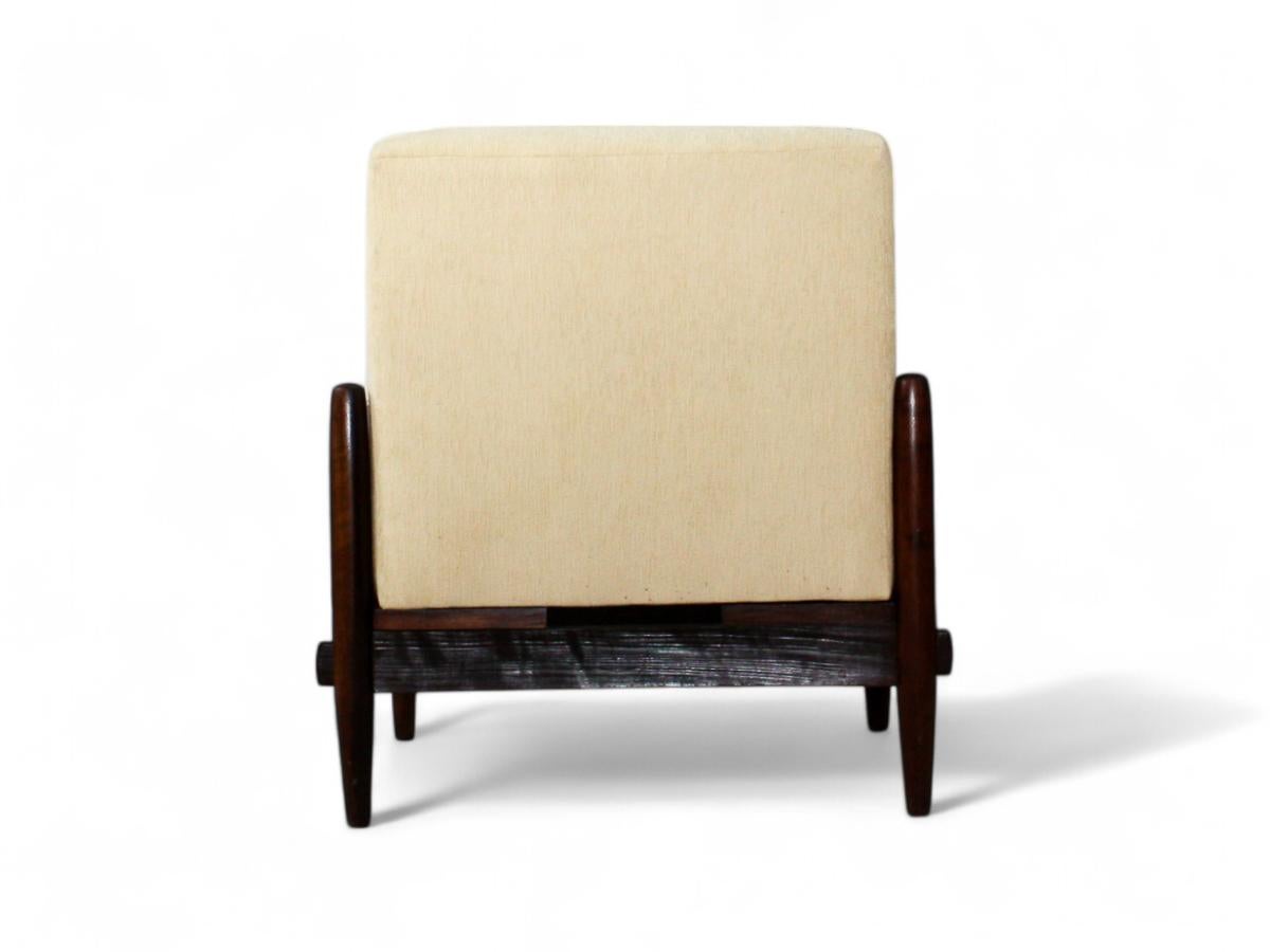 20th Century Brazilian Mid-Century Armchair in Wood & Linen by Michel Arnoult, c. 1960s For Sale