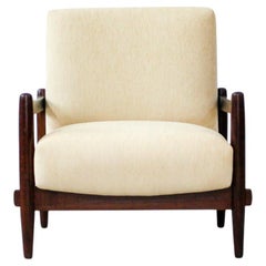 Brazilian Mid-Century Armchair in Wood and Leather by Michel Arnoult, c. 1960s