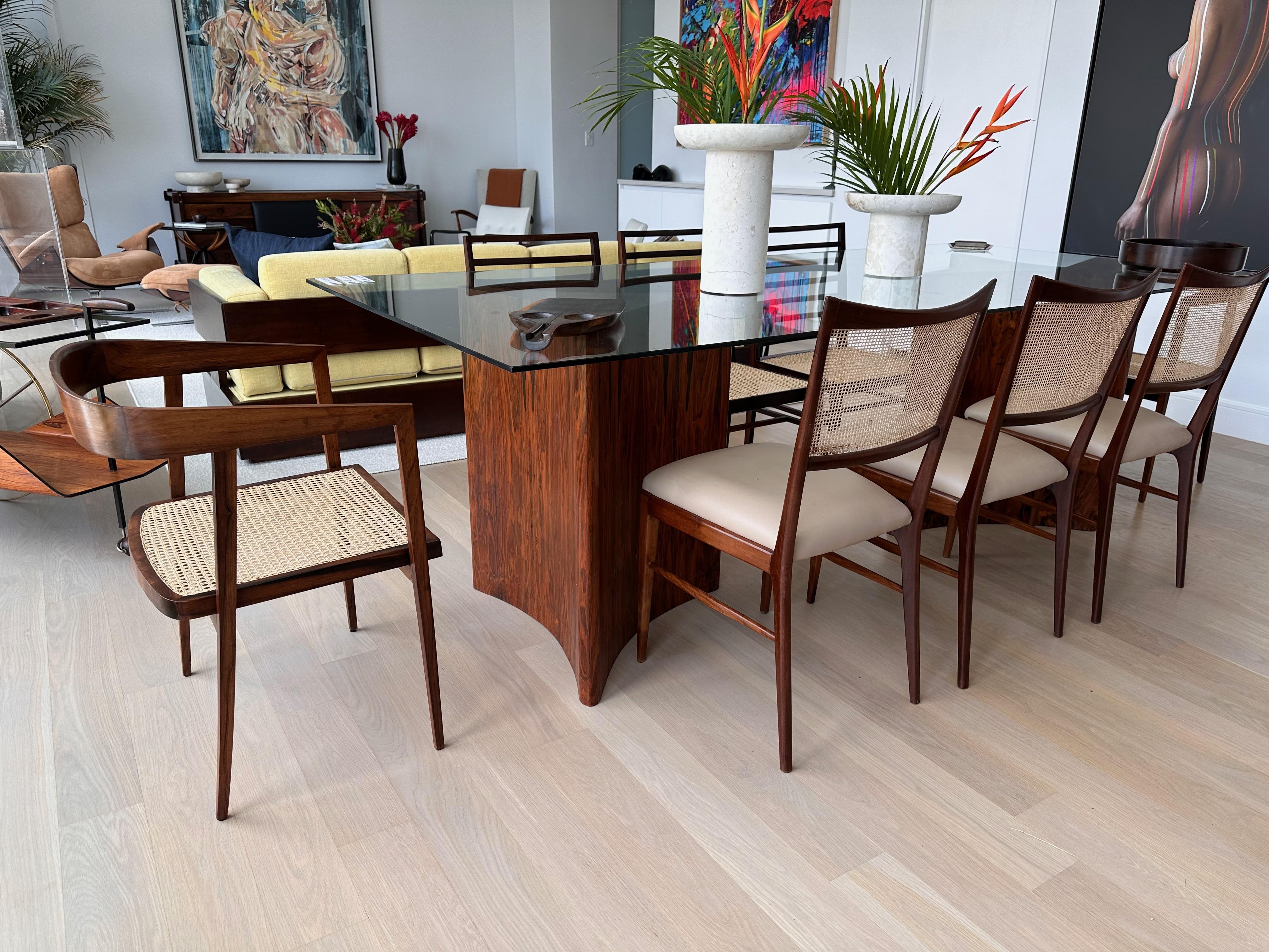 Brazilian Mid Century Armchairs in Hardwood & Caning, Joaquim Tenreiro, c. 1950 For Sale 4