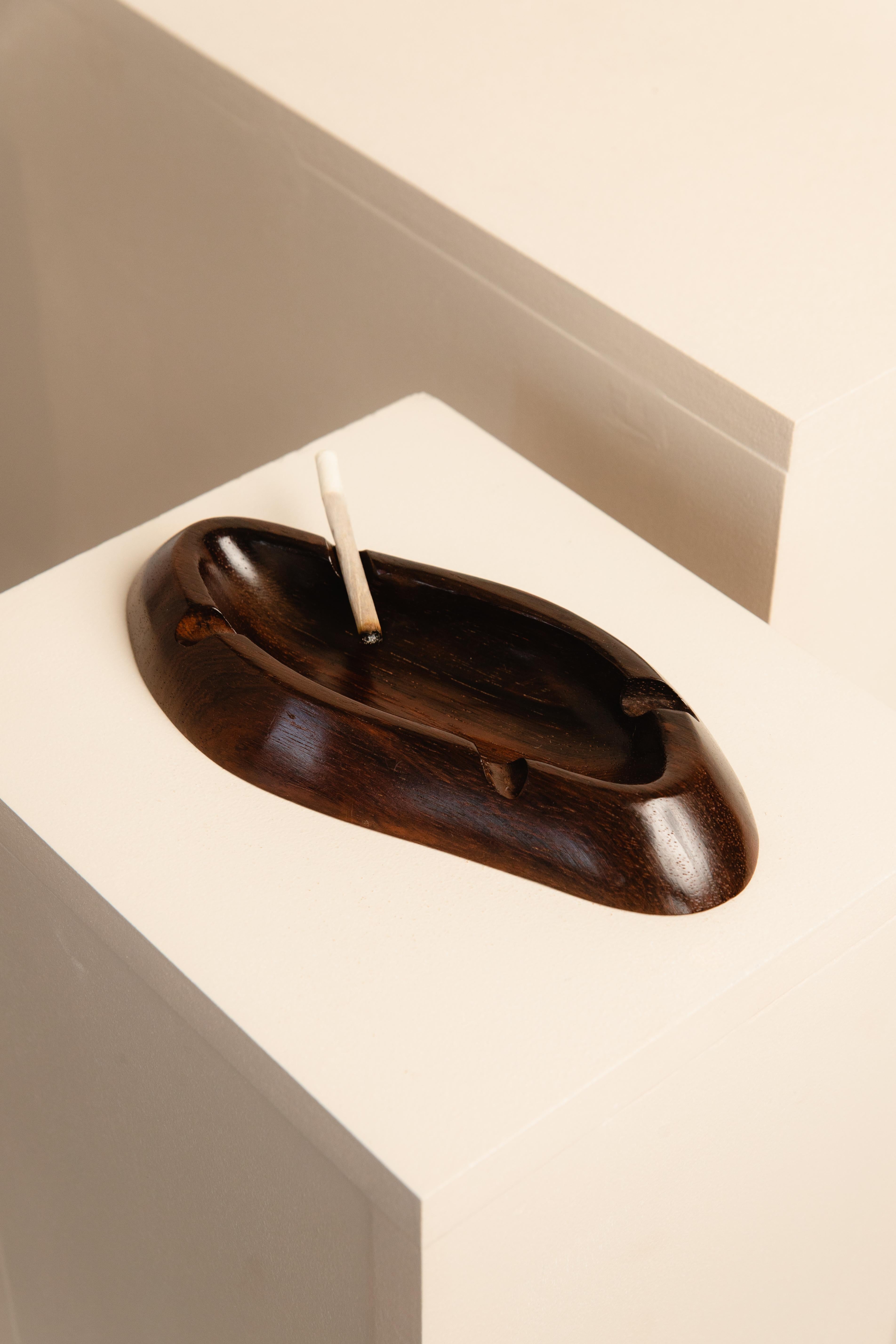 Mid-Century Modern Brazilian Midcentury Ashtray in Solid Rosewood by Jac-Art, 1970s For Sale