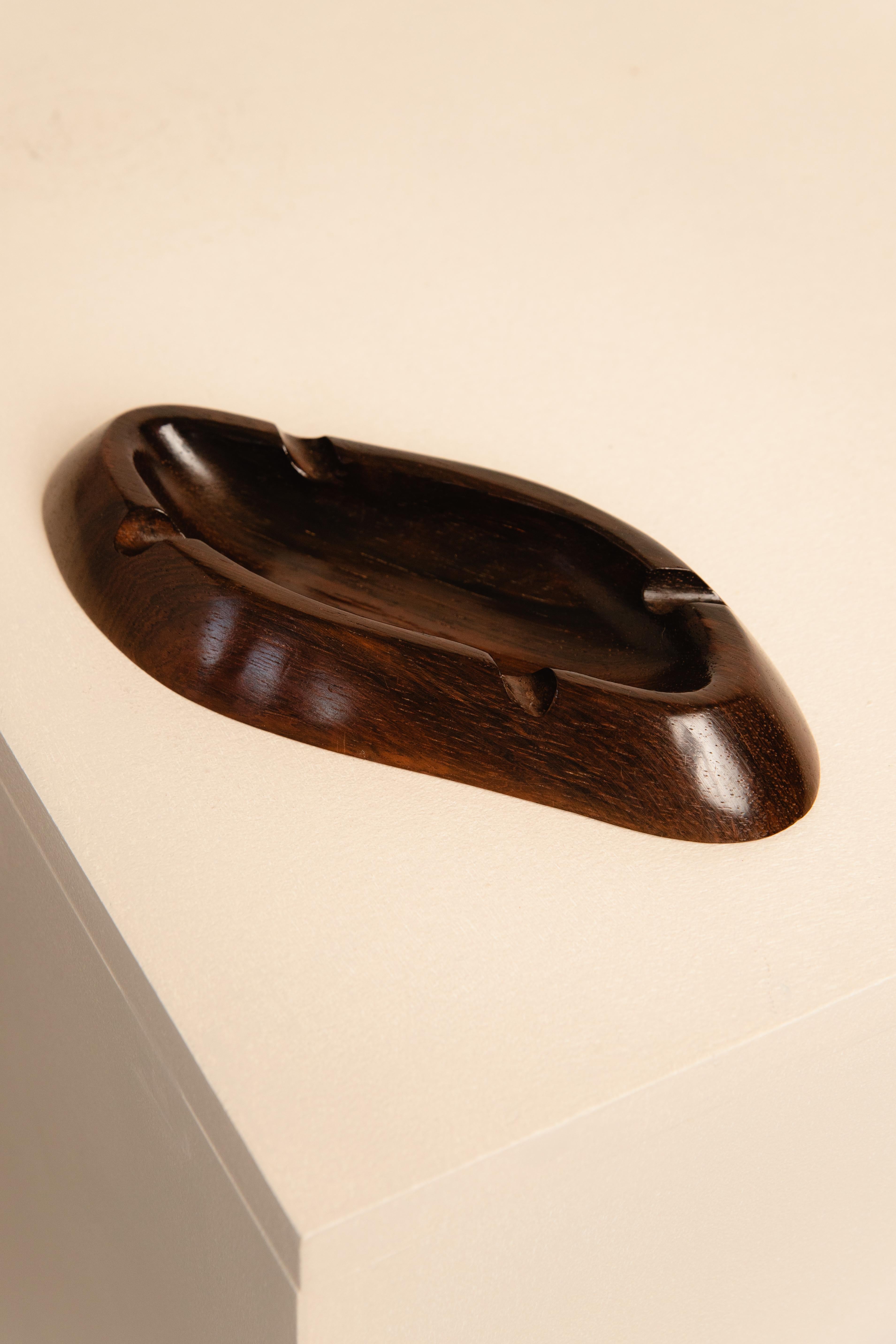 20th Century Brazilian Midcentury Ashtray in Solid Rosewood by Jac-Art, 1970s For Sale