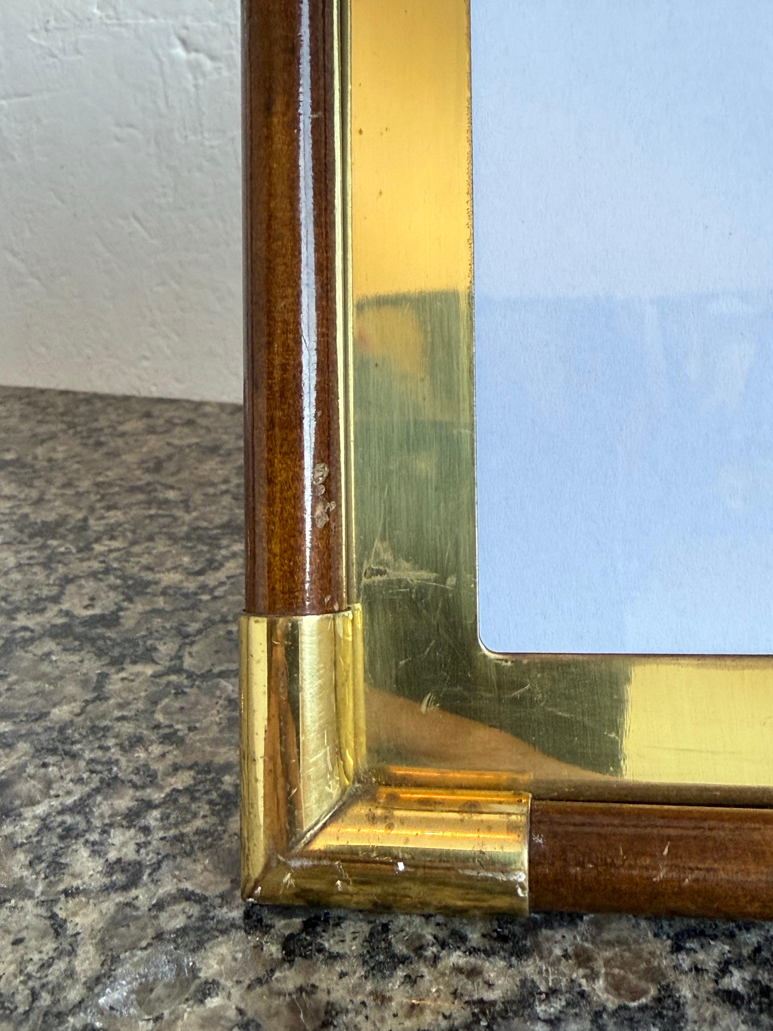 Brazilian Mid-Century Brass and Wood Picture Frame, 1970s - 1 of 2 en vente 1