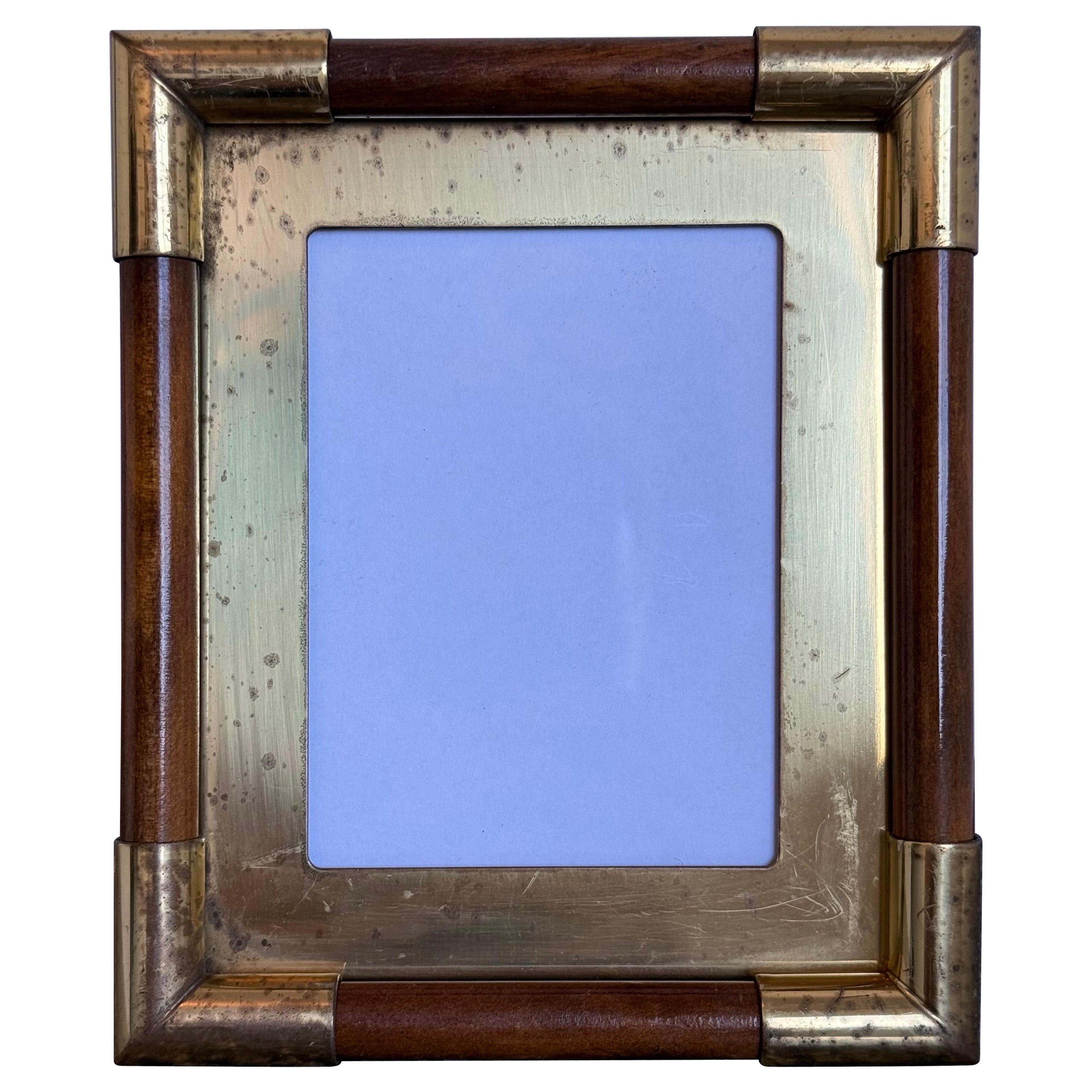 Brazilian Mid-Century Brass and Wood Picture Frame, 1970s - 2 of 2