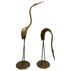 Brazilian Mid-Century Bronze Heron Sculptures - A Pair