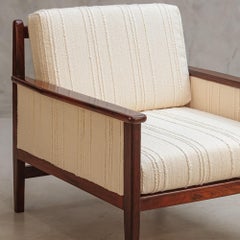Brazilian mid-century - Celina Decorações Armchair in solid wood, raw cotton 60s