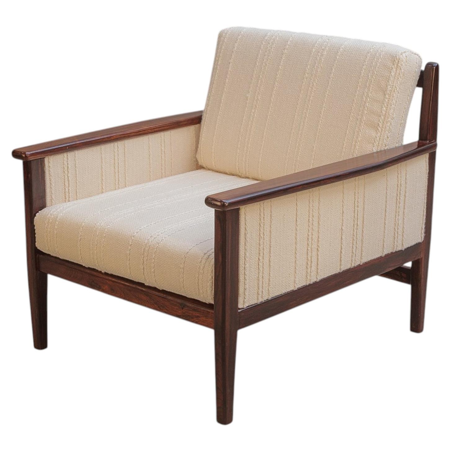 Stile brasiliano metà secolo - Poltrona Celina Decorações in legno massello e cotone grezzo anni '60 in vendita