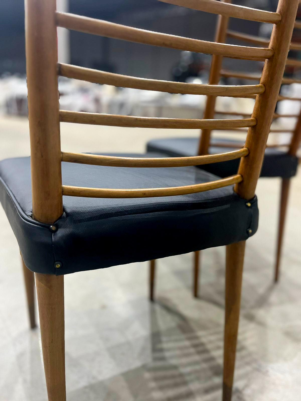 Brazilian Mid Century Chairs in Hardwood & Leather by Joaquim Tenreiro, c. 1950 For Sale 4