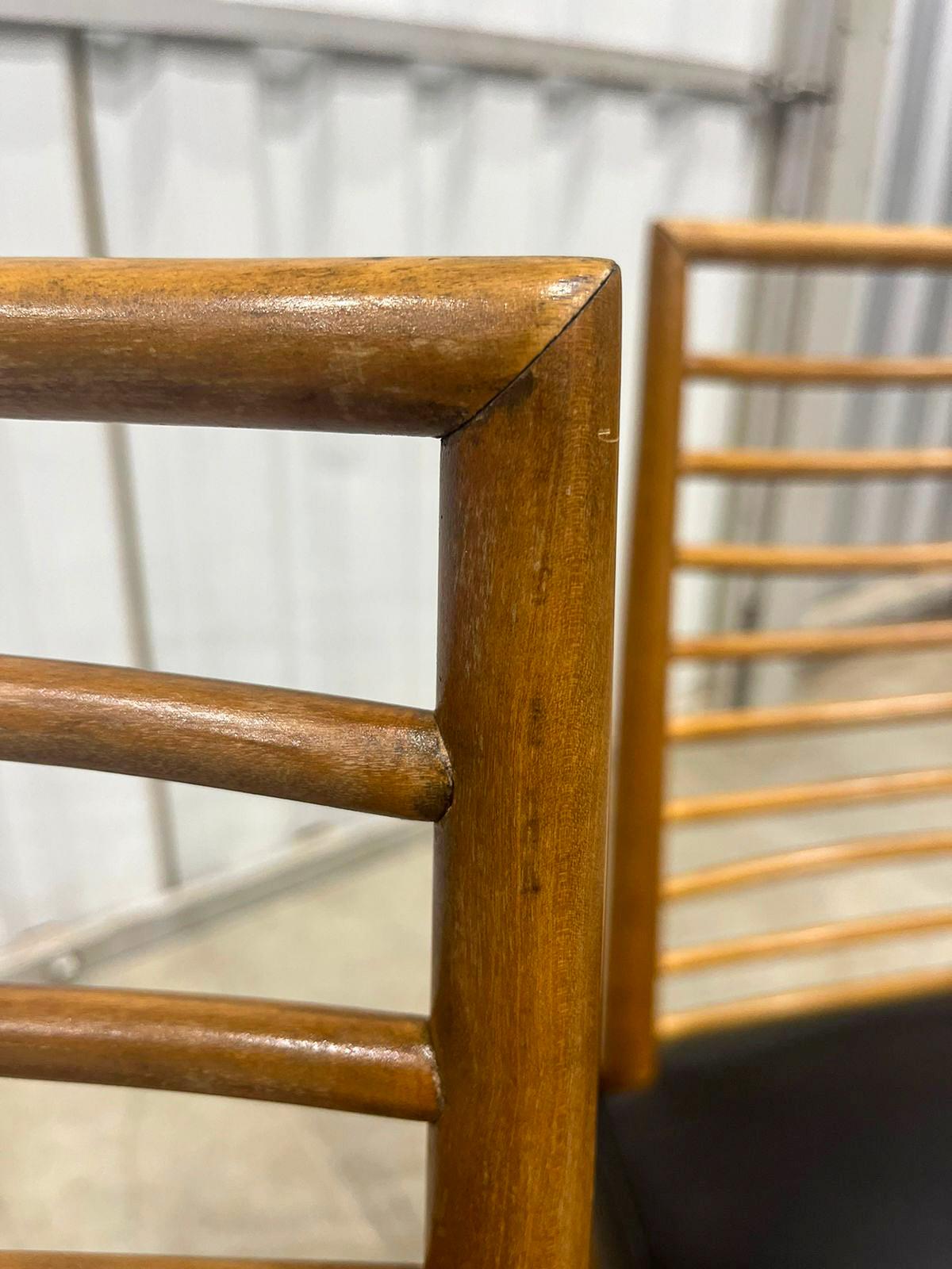 Brazilian Mid Century Chairs in Hardwood & Leather by Joaquim Tenreiro, c. 1950 For Sale 1