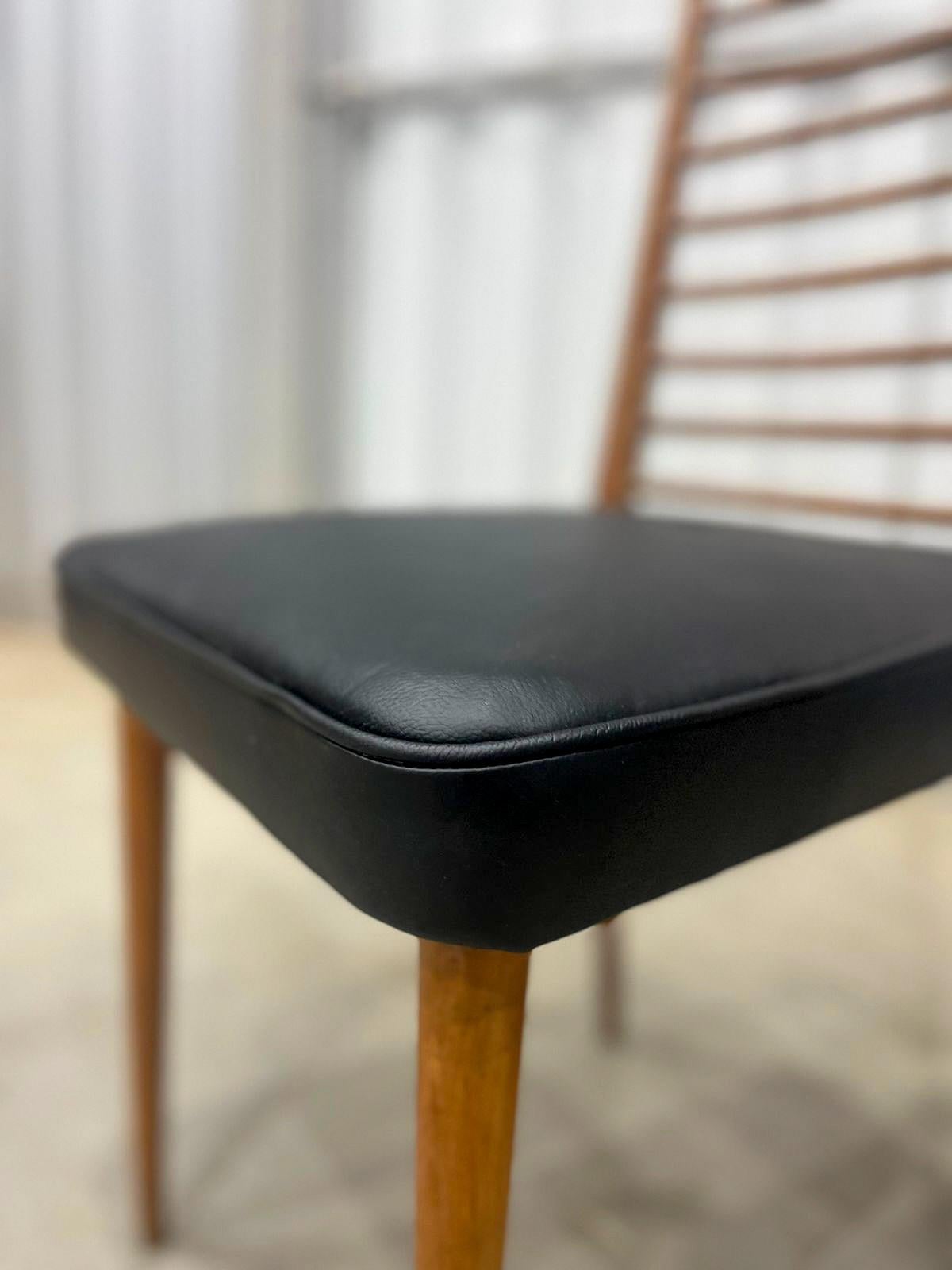 Brazilian Mid Century Chairs in Hardwood & Leather by Joaquim Tenreiro, c. 1950 For Sale 3