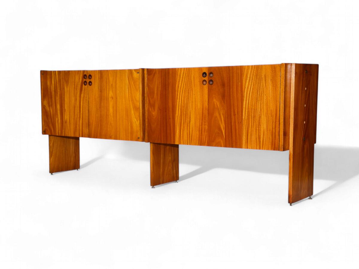 Brazilian Mid-Century Credenza in Hardwood by Geraldo de Barros, c. 1970s In Good Condition In New York, NY