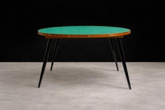 Brazilian Mid-Century Game Table in Wood & Green Felt, by Gelli Moveis, c. 1950s