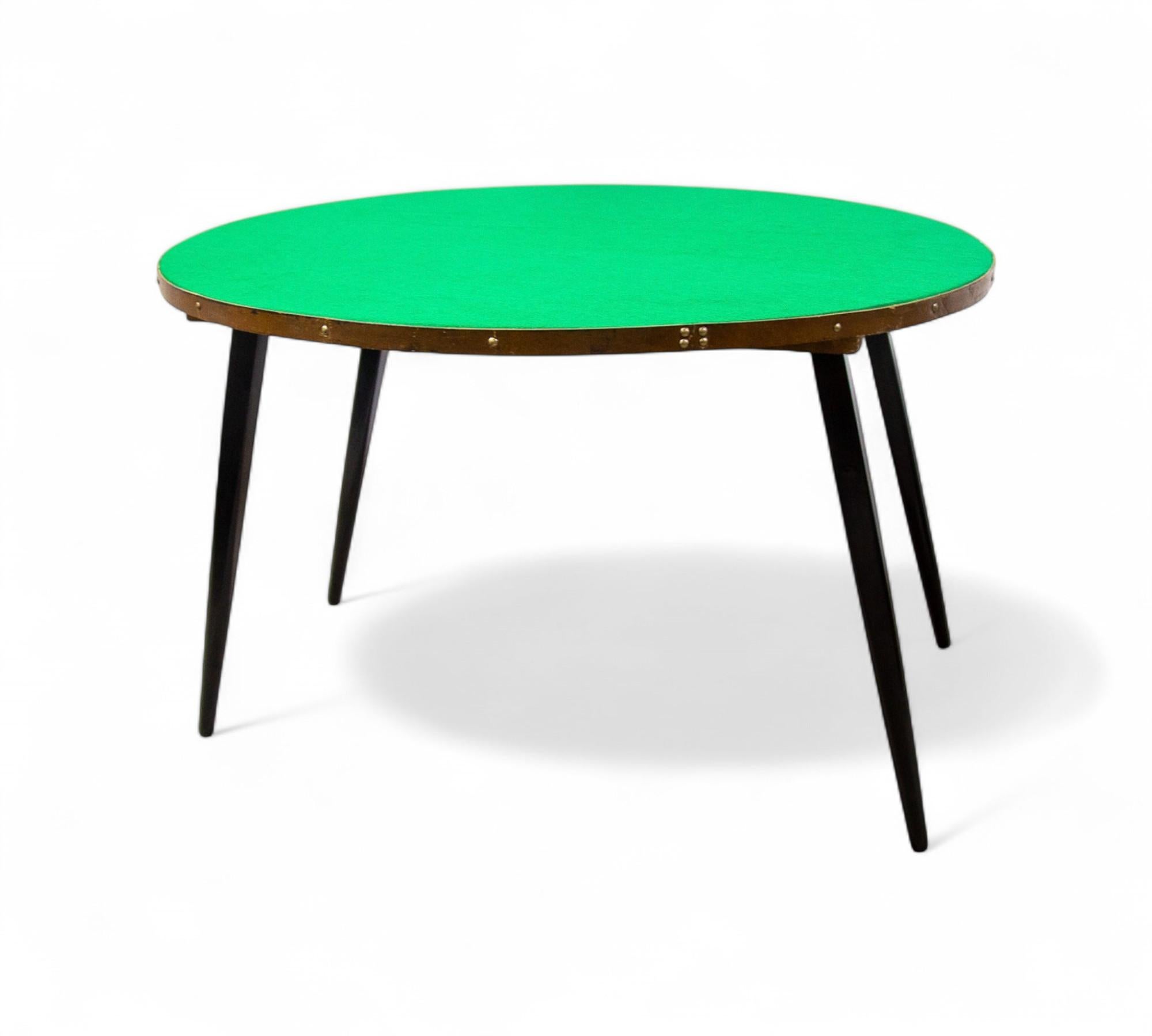 Mid-Century Modern Brazilian Mid-Century Game Table in Wood & Green Felt, by Gelli Moveis, c. 1950s For Sale