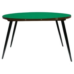 Brazilian Mid-Century Game Table in Wood & Green Felt, by Gelli Moveis, c. 1950s