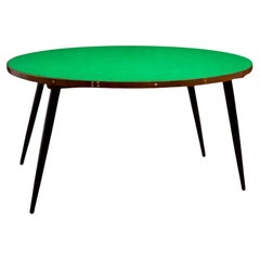 Brazilian Mid-Century Game Table in Wood & Green Felt, by Gelli Moveis, c. 1950s