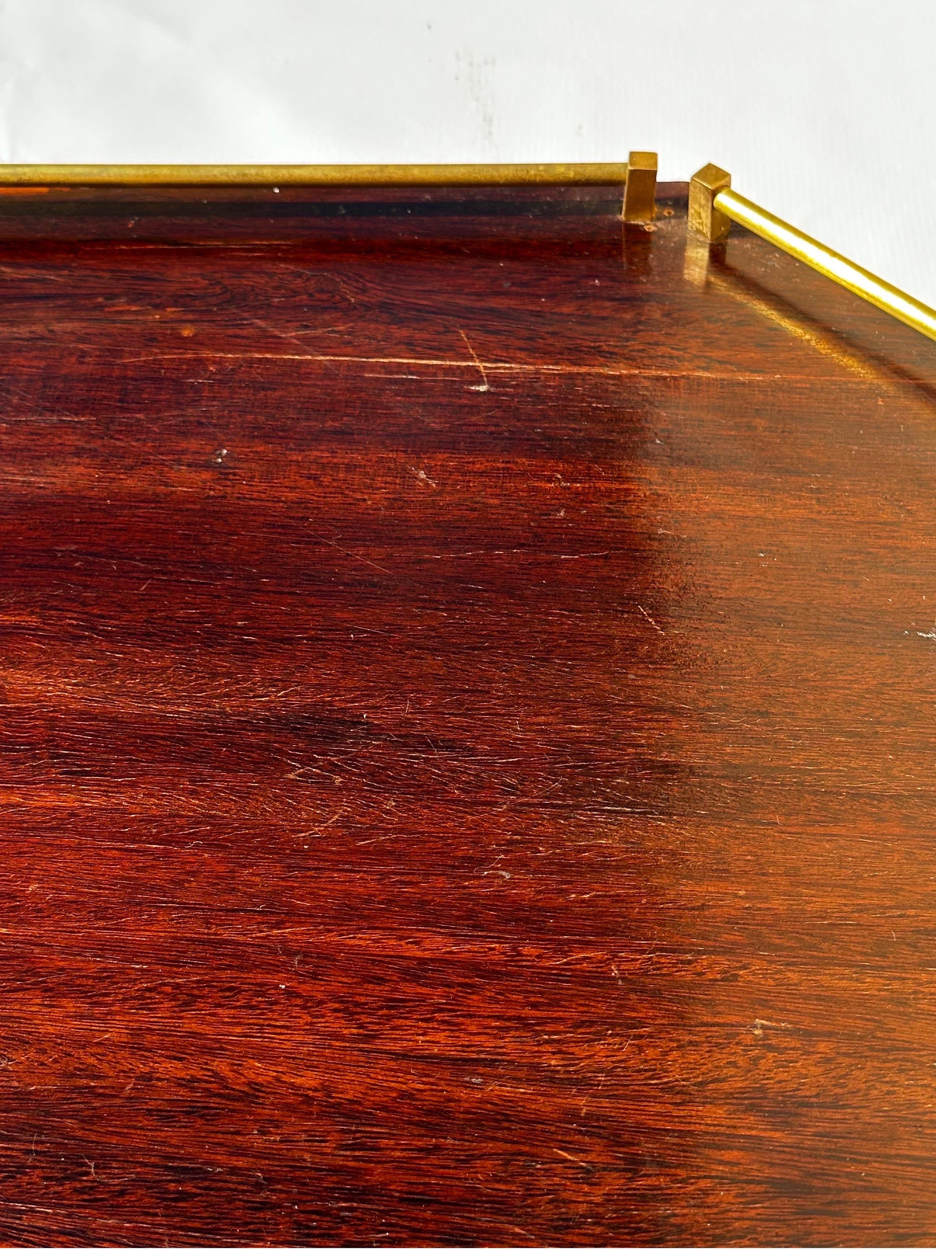Brazilian Midcentury Jacarandá Rosewood and Brass Serving Tray, 1960s For Sale 5
