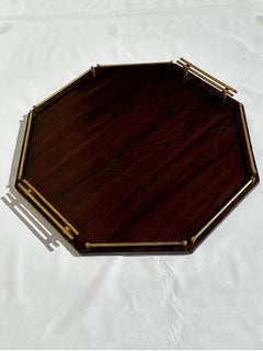Brazilian Midcentury Jacarandá Rosewood and Brass Serving Tray, 1960s