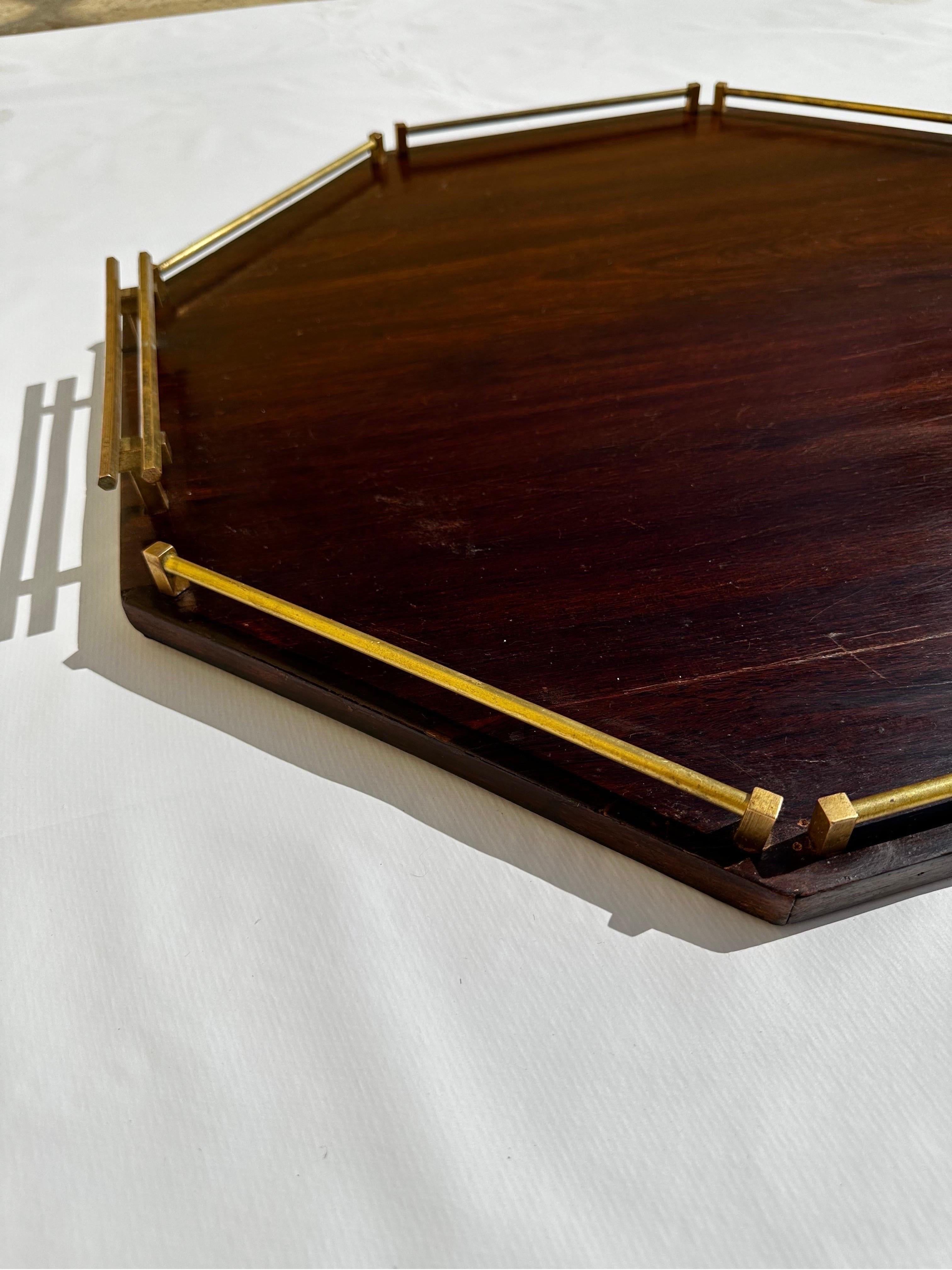 20th Century Brazilian Midcentury Jacarandá Rosewood and Brass Serving Tray, 1960s For Sale