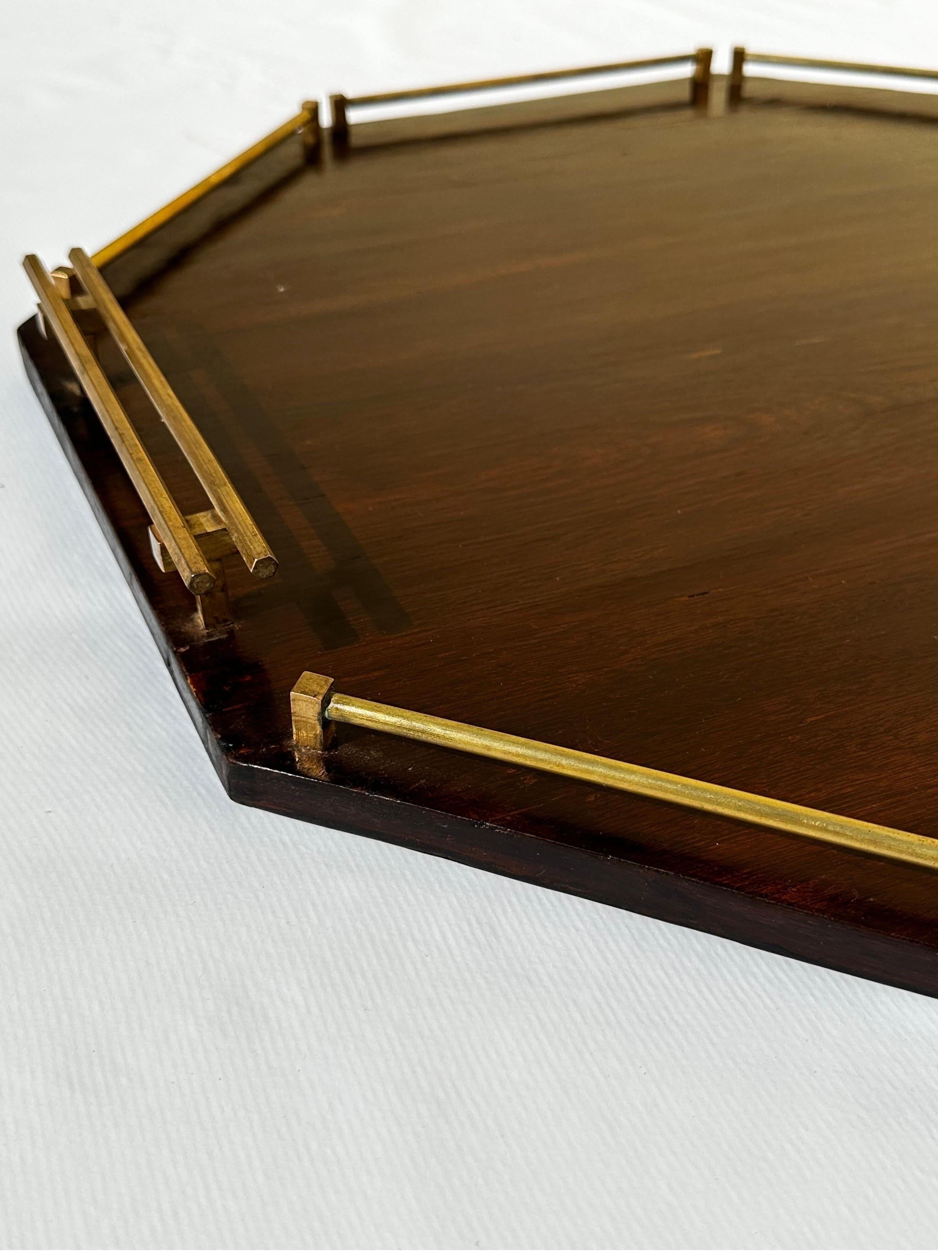 Brazilian Midcentury Jacarandá Rosewood and Brass Serving Tray, 1960s For Sale 2