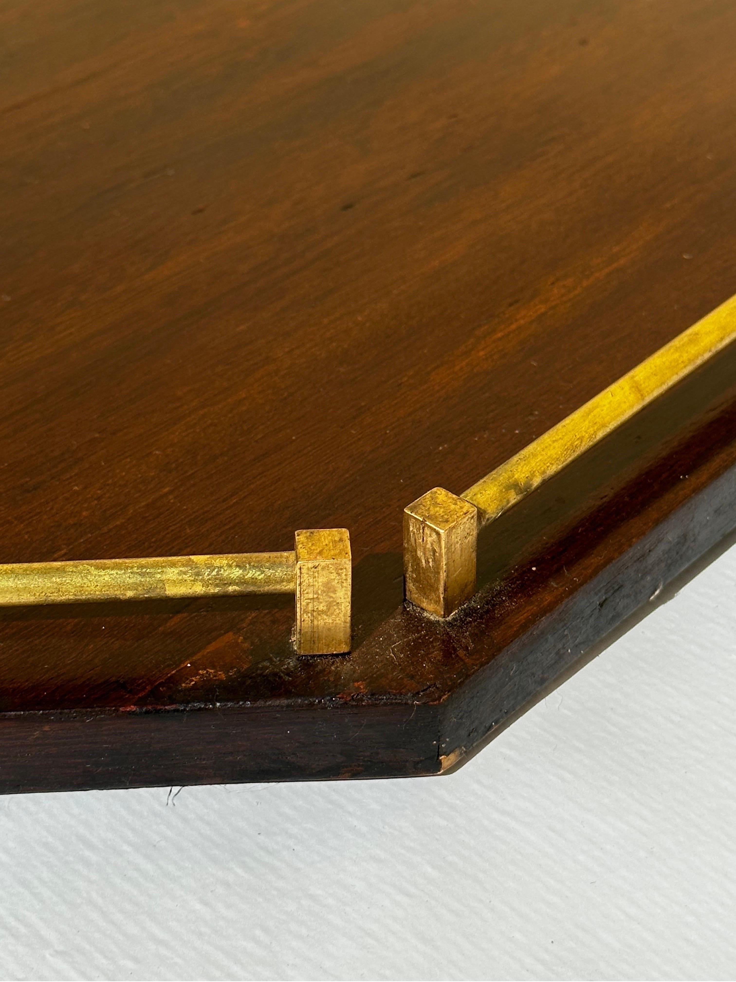 Brazilian Midcentury Jacarandá Rosewood and Brass Serving Tray, 1960s For Sale 3