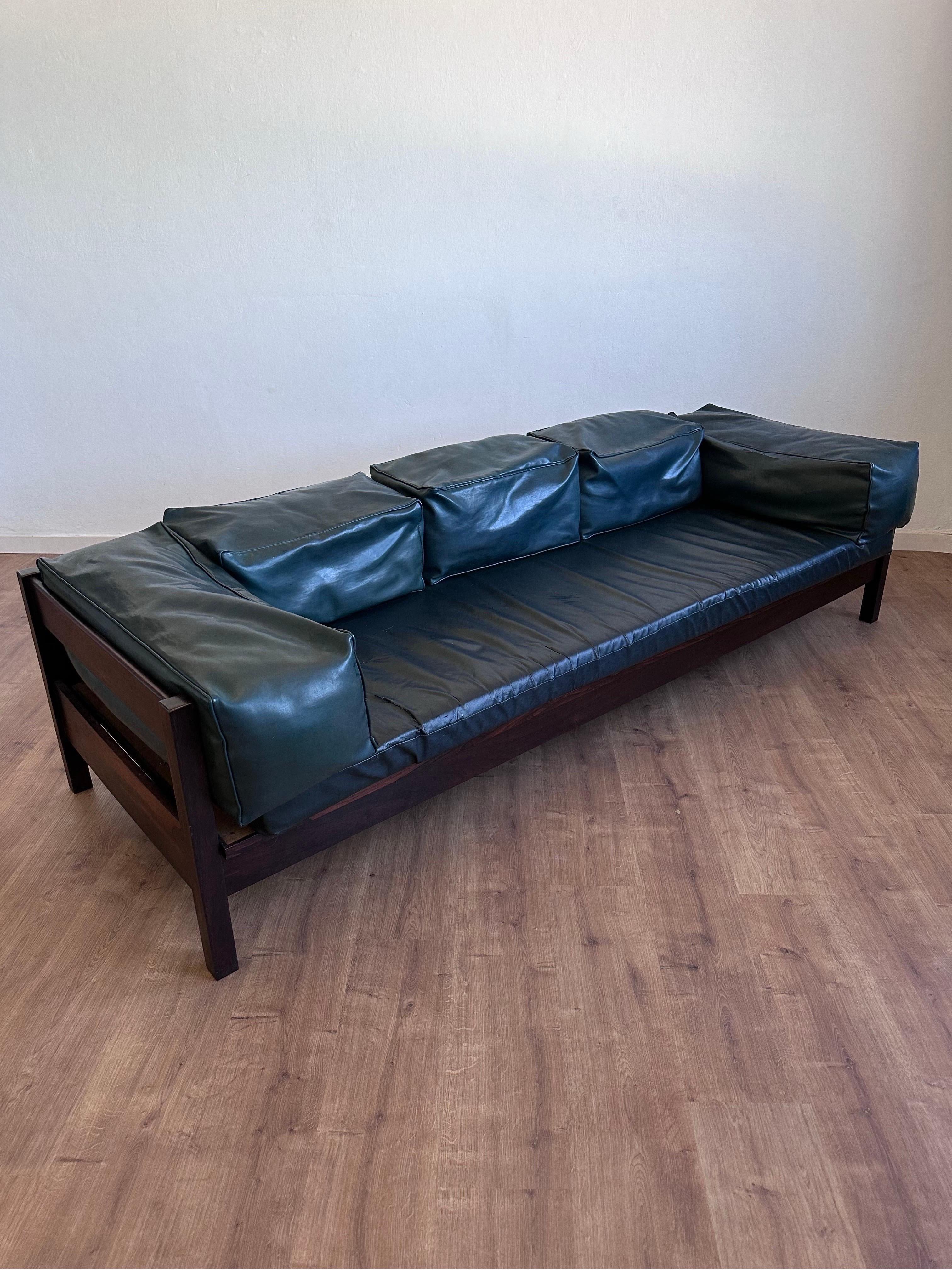 Mid-Century Modern Brazilian Mid-Century Jacaranda Rosewood Three Seat Sofa 1960s For Sale