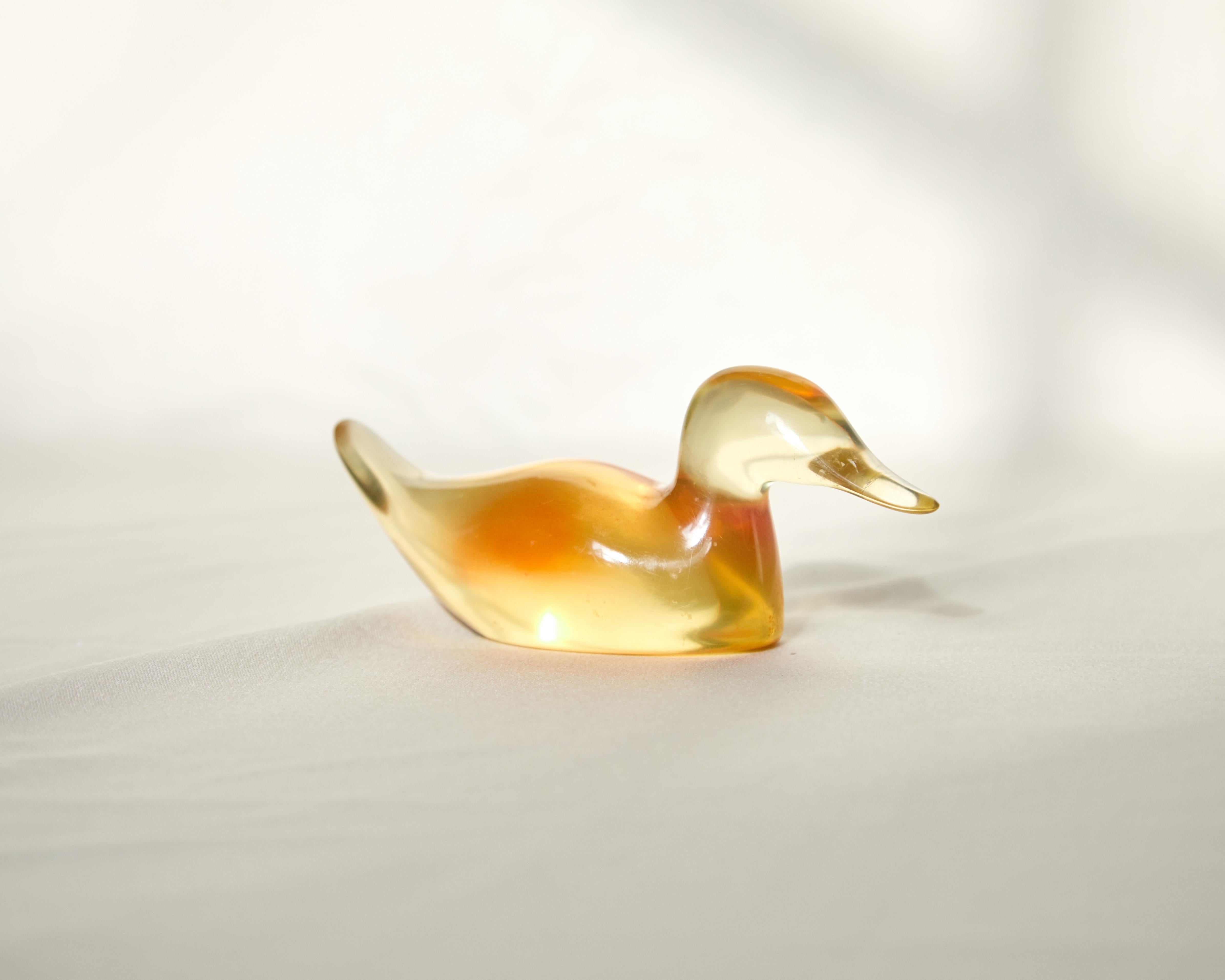 Brazilian midcentury lucite sculpture in the shape of a duck designed by Abraham Palatnik and manufactured by Silon in Rio de Janeiro, that produced large-scale design objects from the 1970s to the 2000s. 

Abraham Palatnik (1928-2020) was a