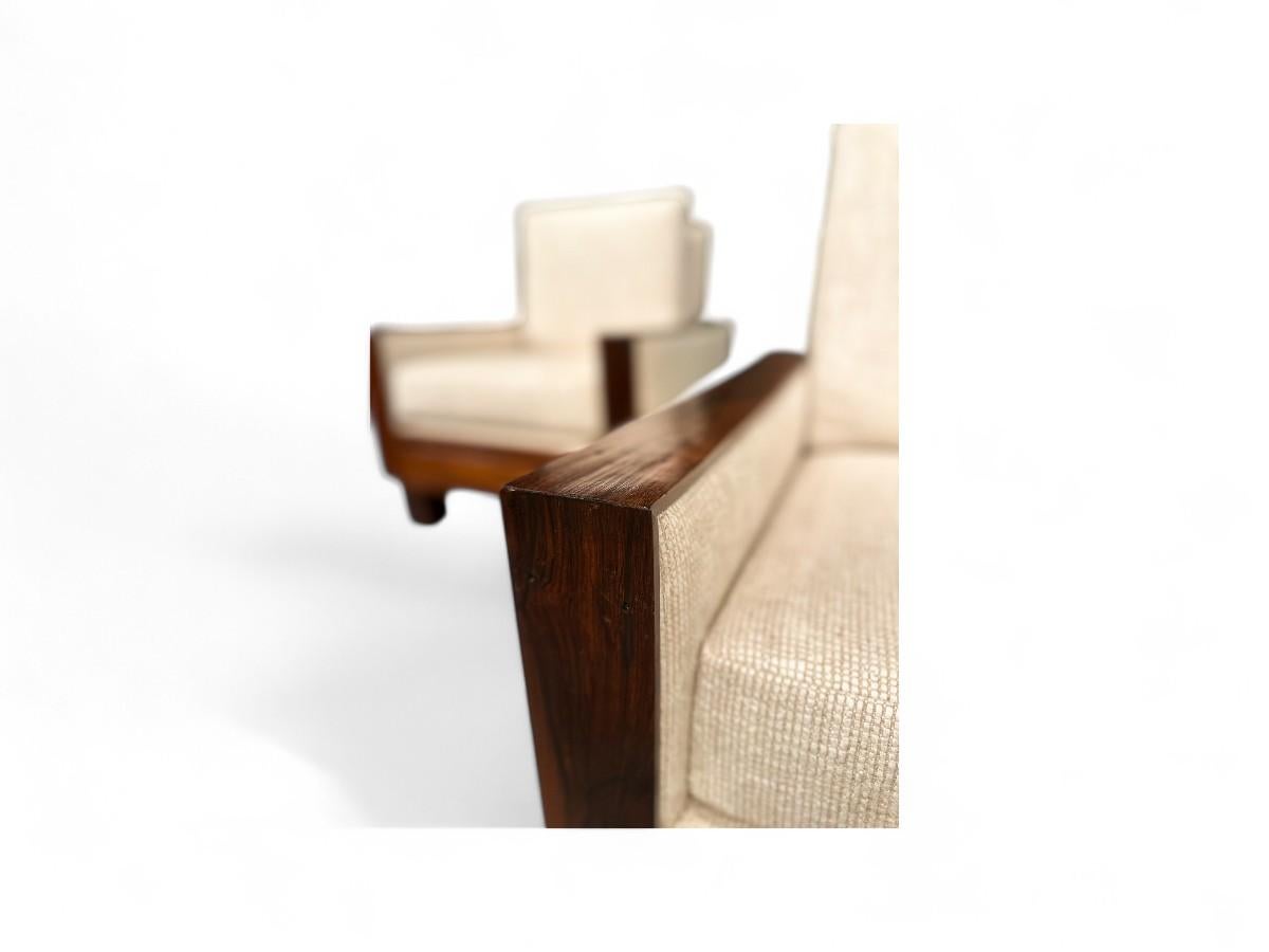 Sillones modernos brasileños de mediados de siglo en madera dura y tela de Celina, c. 1960 en venta 6