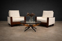 Sillones modernos brasileños de mediados de siglo en madera dura y tela de Celina, c. 1960