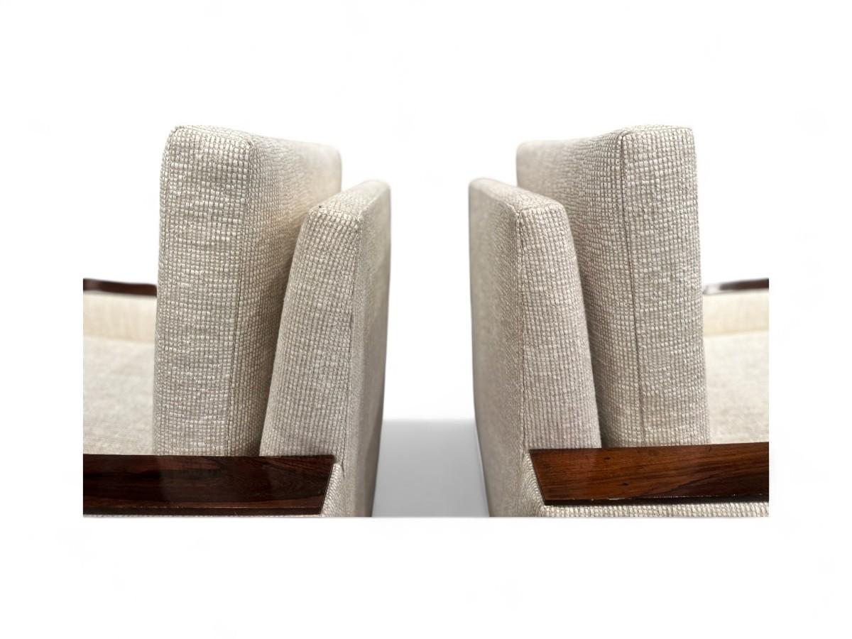 Sillones modernos brasileños de mediados de siglo en madera dura y tela de Celina, c. 1960 Brasileño en venta