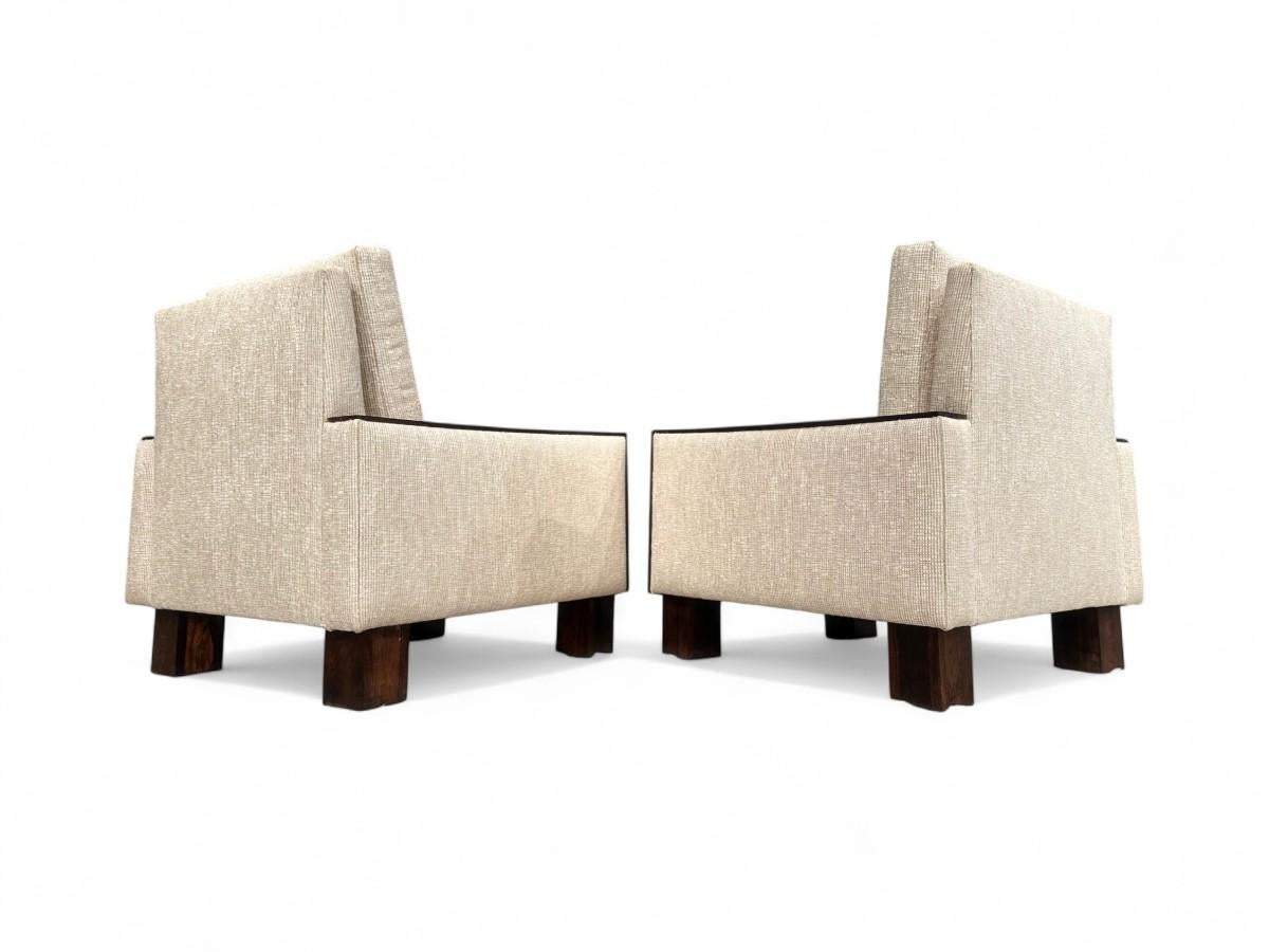 Sillones modernos brasileños de mediados de siglo en madera dura y tela de Celina, c. 1960 siglo XX en venta