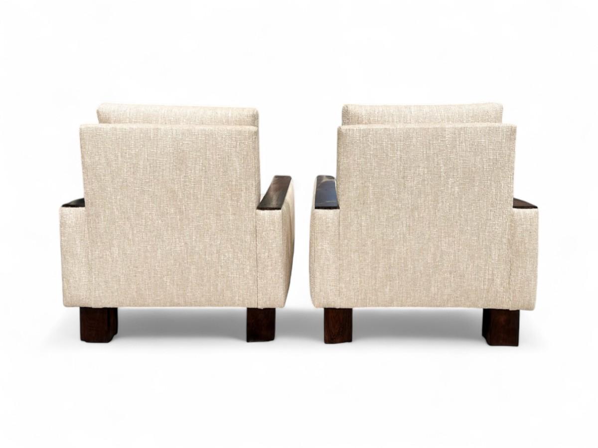 Sillones modernos brasileños de mediados de siglo en madera dura y tela de Celina, c. 1960 en venta 1