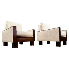 Sillones modernos brasileños de mediados de siglo en madera dura y tela de Celina, c. 1960