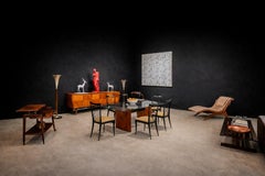 Carrello da bar brasiliano di metà secolo in legno di Imbuia e metallo, Ming Ming, 1950