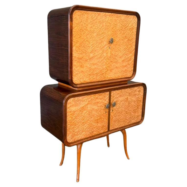 Brazilian Mid-Century Modern Bar in Hardwood with Glass interior, Unknown