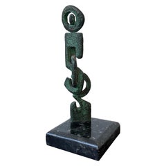Brazilian Mid-Century Modern Bronze Abstract Sculpture on Granite Base, 1960s