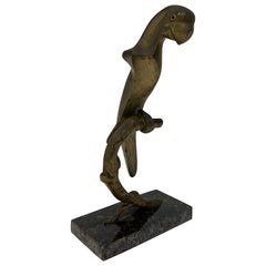 Brazilian Mid-Century Modern Bronze Macaw Parrot Sculpture on Granite Base