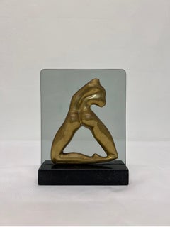 Brazilian Mid-Century Modern Bronze Sculpture on Glass and Granite Base, 1960s