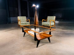 Mesa de centro brasileña de mediados de siglo en caviúna y cristal por Fratte, años 50