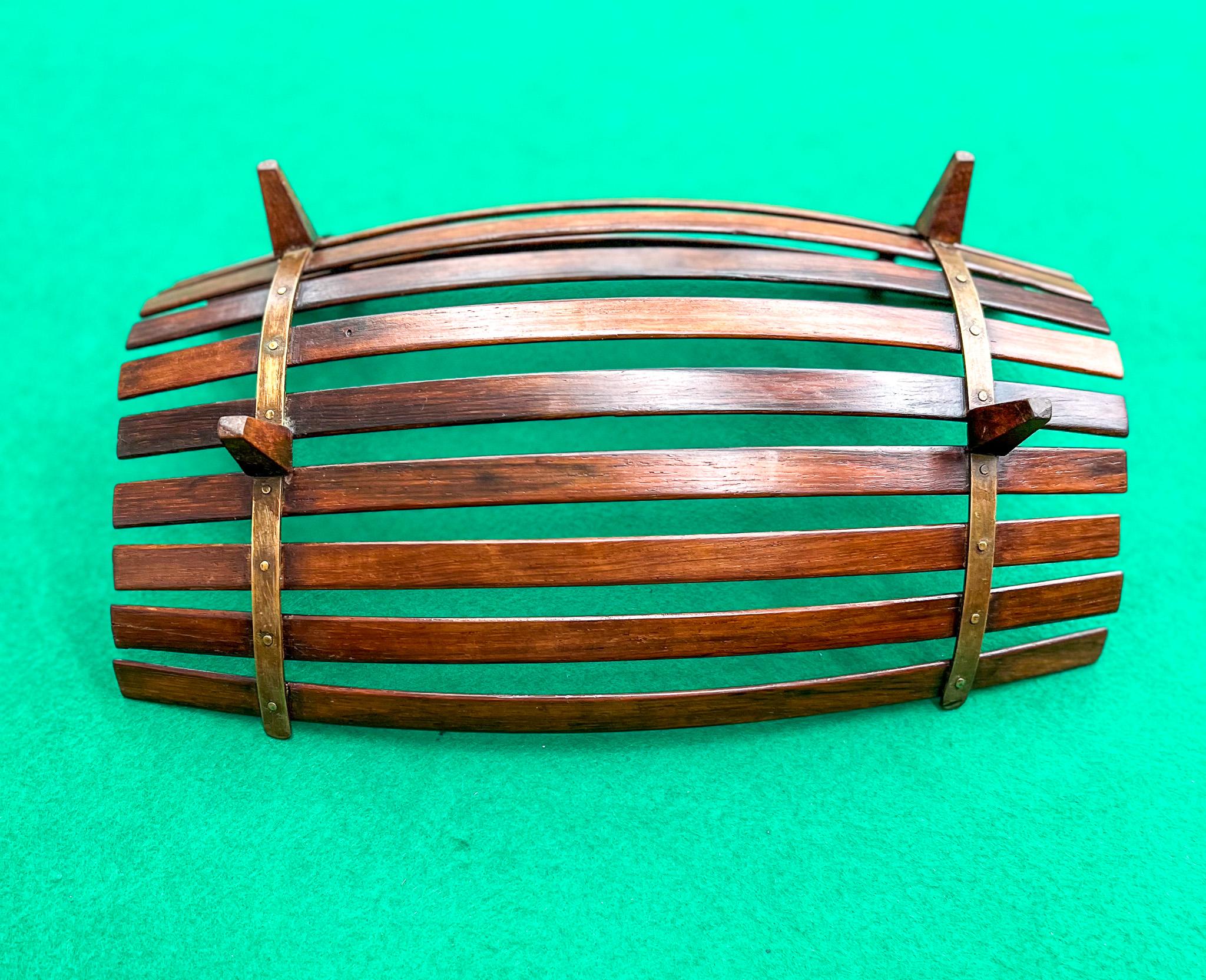Woodwork Brazilian Mid-Century Modern Fruit Basket in Hardwood and Copper