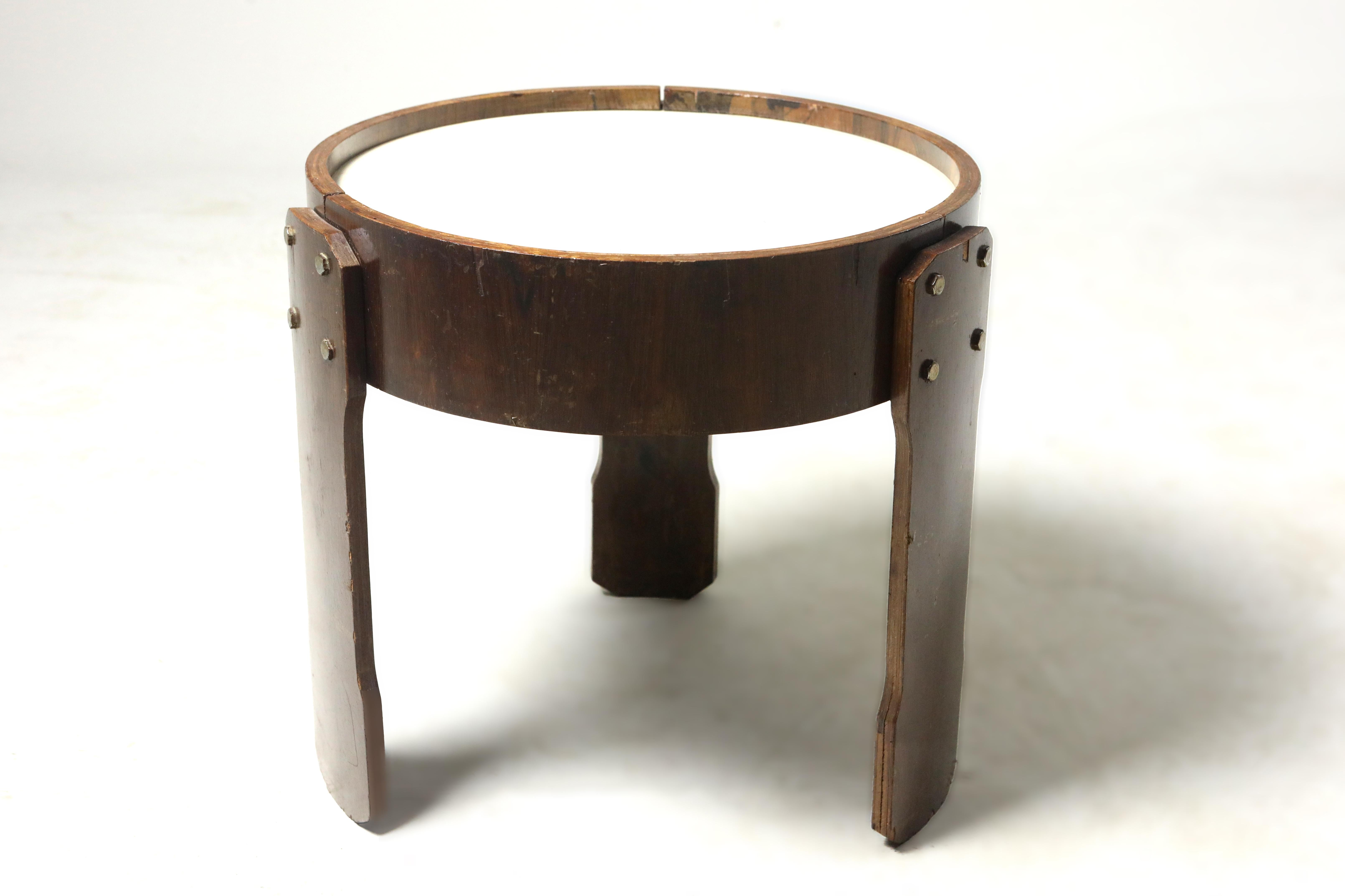 Varnished Brazilian Mid-Century Modern Hardwood and Formica Side Table, Brazil, 1960s For Sale