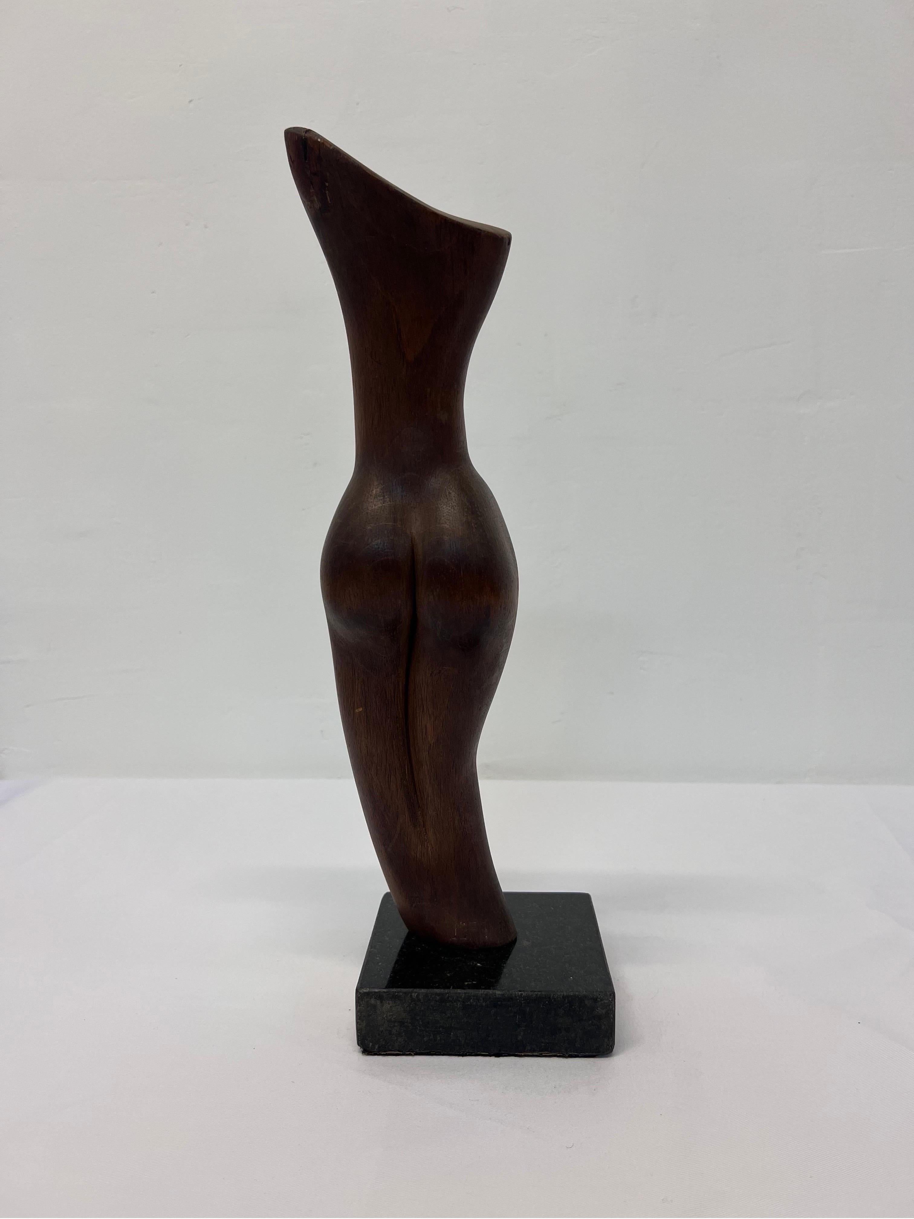 Brazilian Mid-Century Modern Jacaranda Female Sculpture on Granite Base, 1960s 2