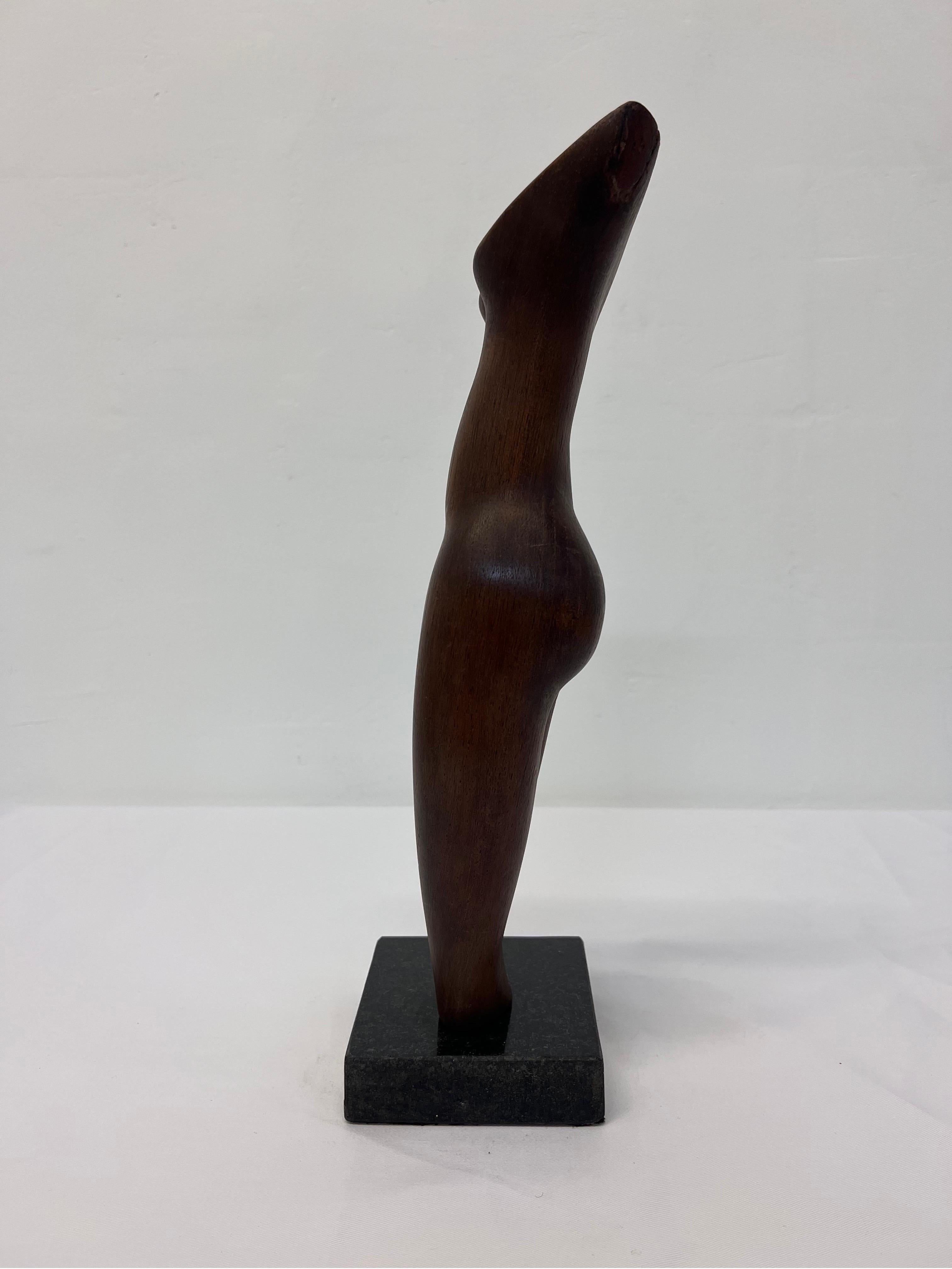 Brazilian Mid-Century Modern Jacaranda Female Sculpture on Granite Base, 1960s 4