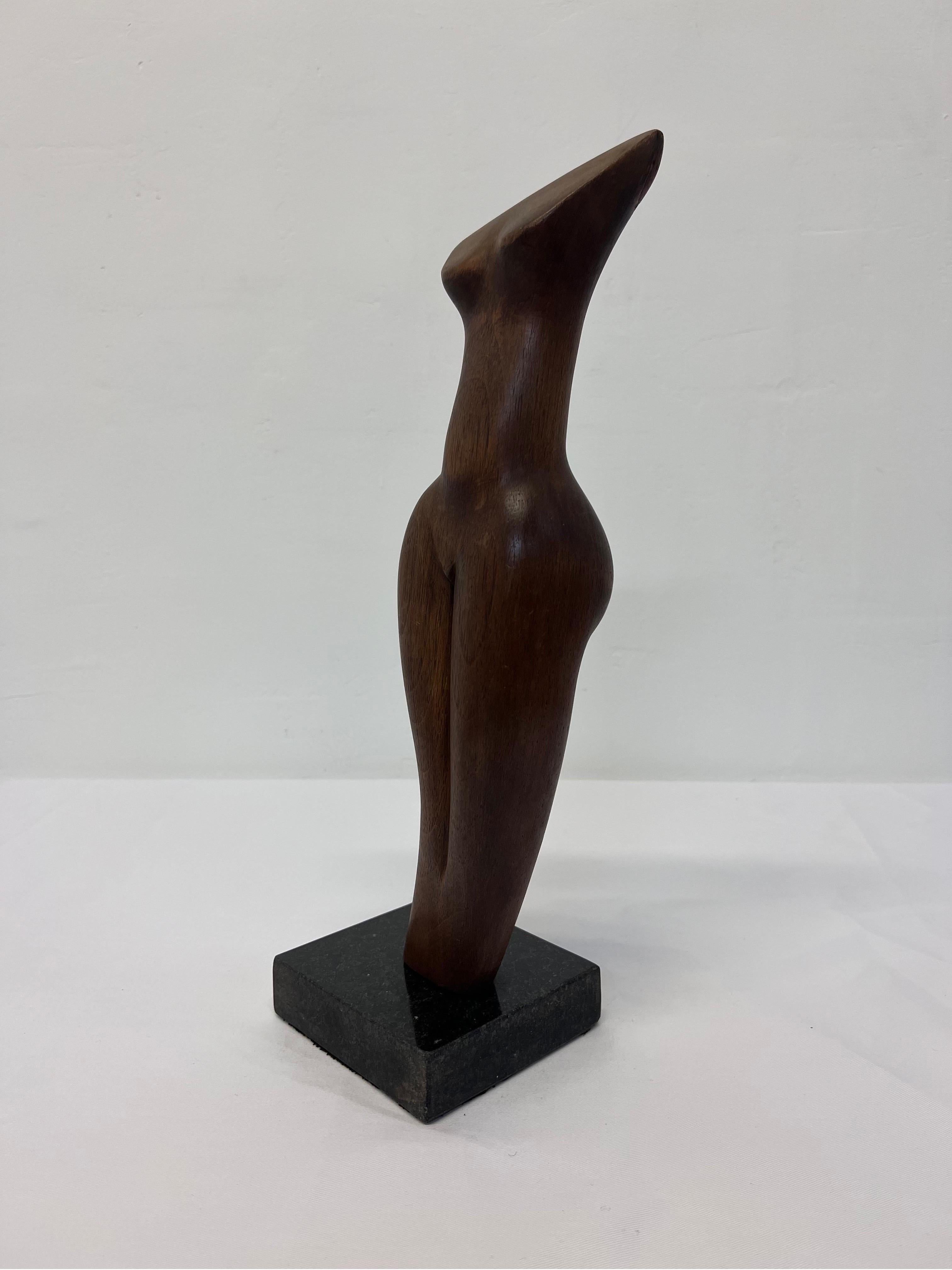 Brazilian Mid-Century Modern Jacaranda Female Sculpture on Granite Base, 1960s 5