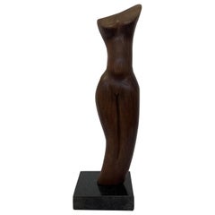 Brazilian Mid-Century Modern Jacaranda Female Sculpture on Granite Base, 1960s