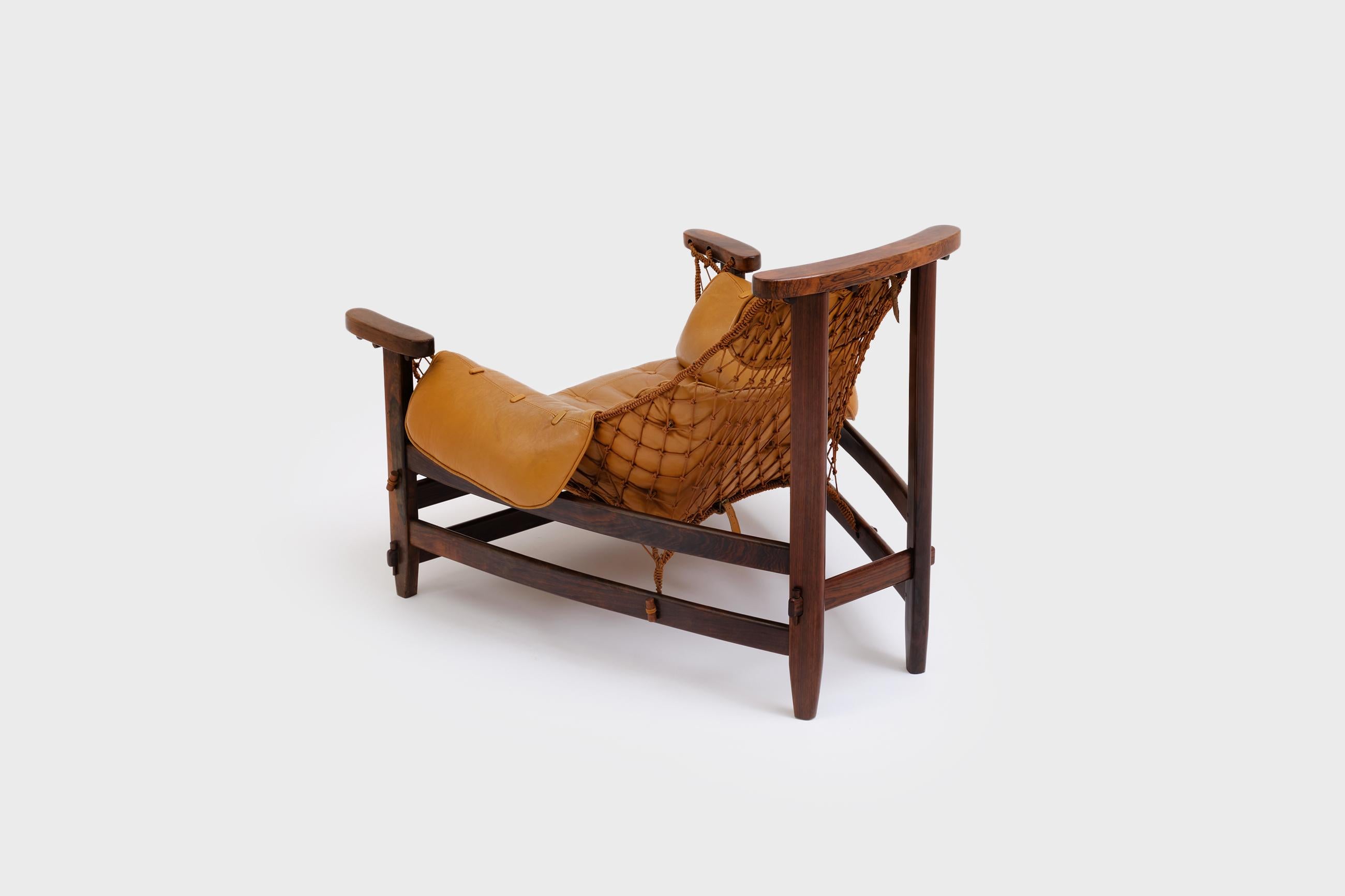 Brésilien Chaise longue et pouf 'Jangada', br�ésilienne, moderne du milieu du siècle, par Jean Gillon